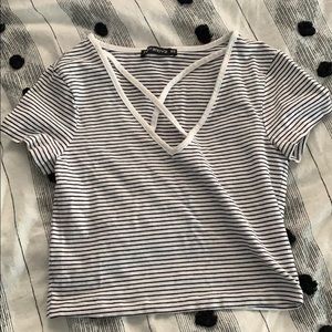 cute blank and white crop top